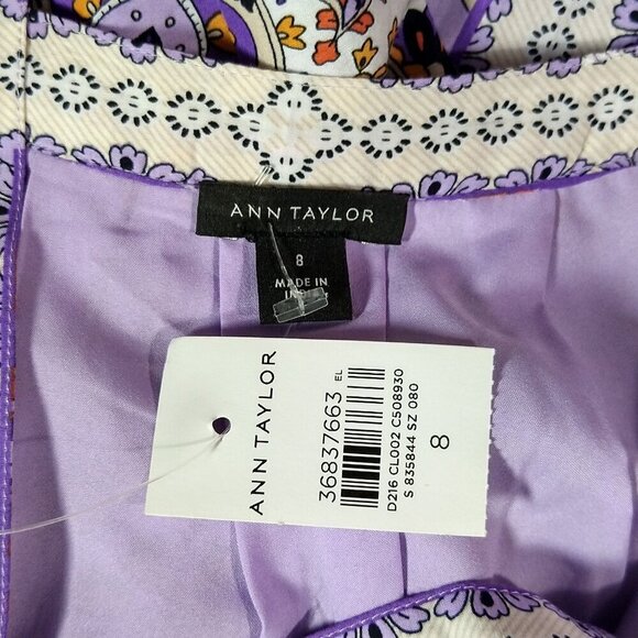 Ann Taylor Shirt Dress Lilac Floral Paisley Size 8 New NWT - Picture 5 of 5
